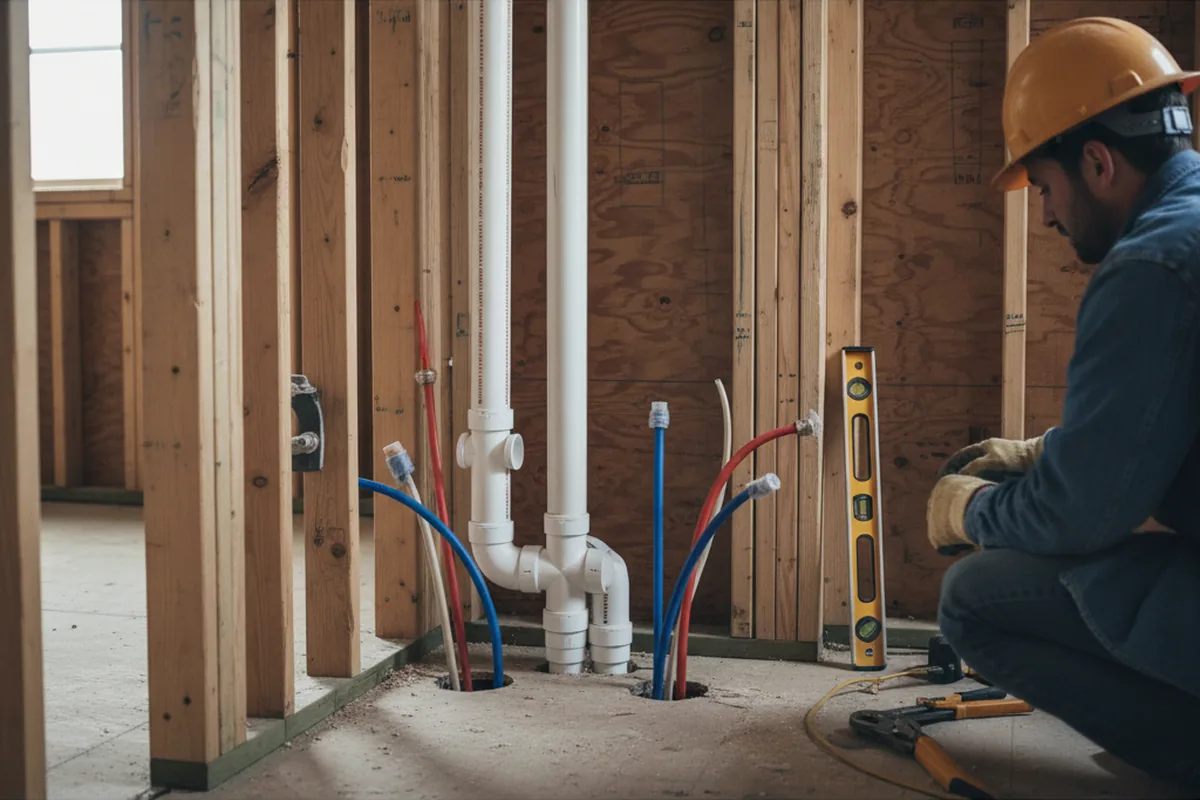 Drain and supply rough-in during Sump Pump Repair in Cottonwood